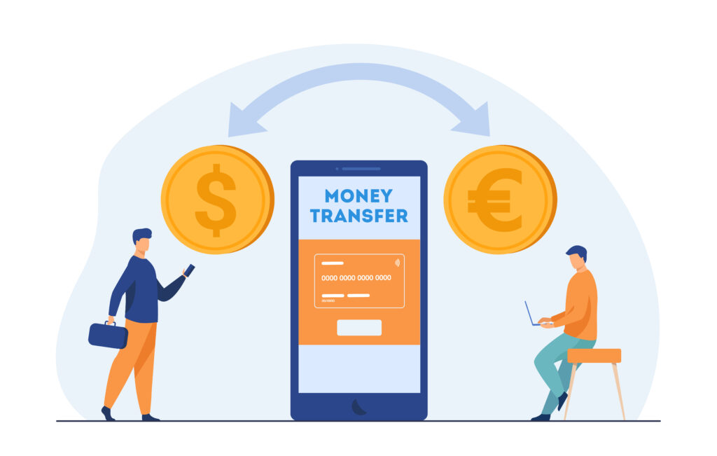 Mobile bank users transferring money